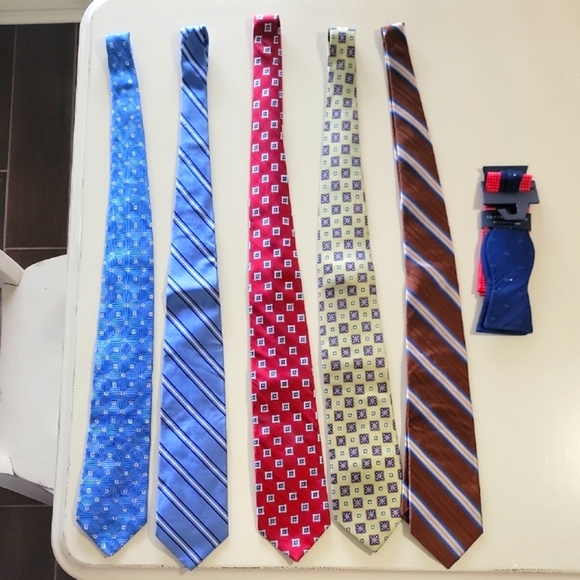 Elegant Men's Tie Set - Blue Red Yellow Brown